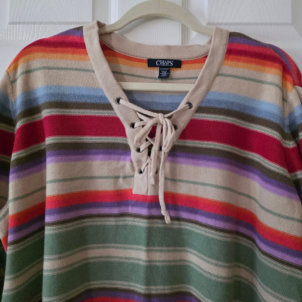 Chaps Aztec Southwestern Multicolor Striped Sweater Size 3X - Picture 3 of 7